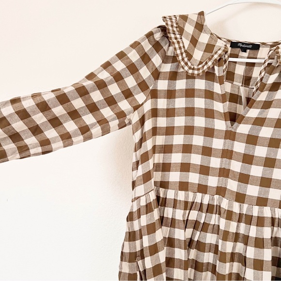 BNWT MADEWELL Gingham Collared Puff-Sleeve Mini Dress XXS - Picture 4 of 8